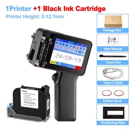 Printer Handheld Inkjet Portable Printe-r – With USB Flash Disk, 42ml Fast-Dry Ink, Positioning Plate & Touch Pen for Expiry/Manufaturing Date, Batch Number, Barcode & Logo on Plastic, Wood, Metal, Stone, Glass, Cloth and Carton - Image 7